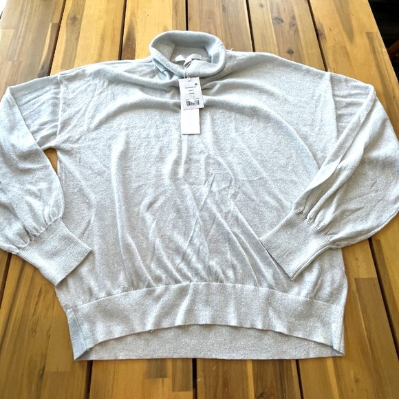 Nwt Adyson Parker Light Gray Sparkle Turtleneck Sweater Soft Knit Classic Size L - Picture 1 of 5